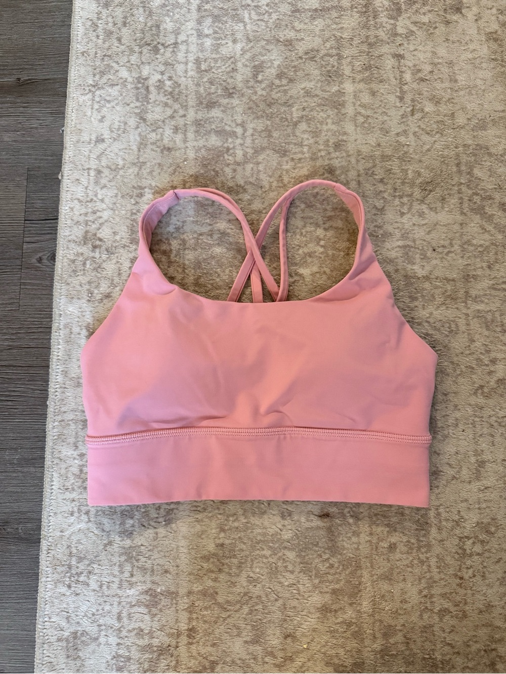 lululemon pink puff energy bra long line size 6